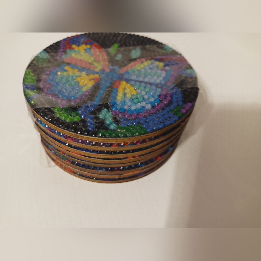 Colorful Beaded Handmade Butterfly Coasters